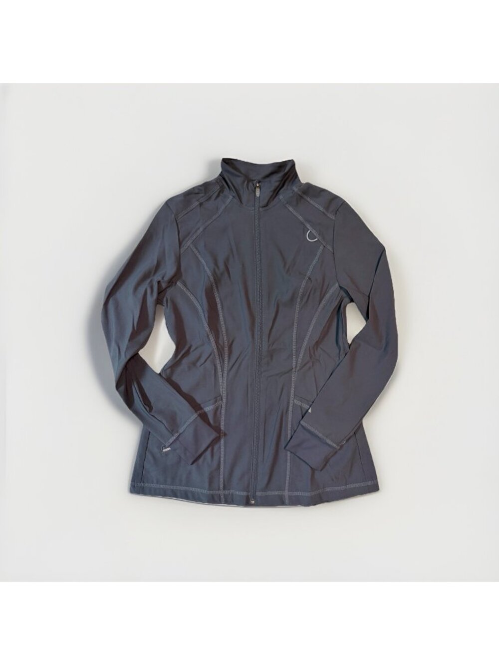 URBANE ALIGN stretch 3 pocket full zip women's light scrub jacket-Charcoal- XL